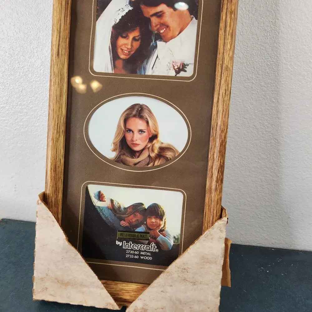 VTG Intercraft Reversible Mat Wood Multi Picture Frame Retro Wall Hanging Decor